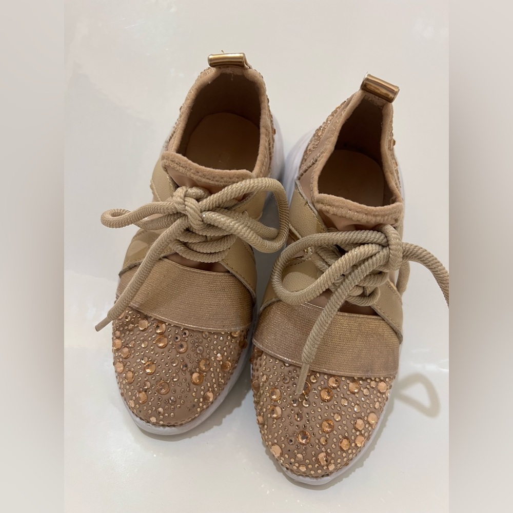 Kurt Geiger Children's Carvela Mini Lament Bling in Nude rose gold blush size 11